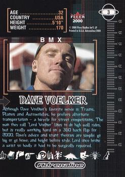 2000 Fleer Adrenaline #3 Dave Voelker Back